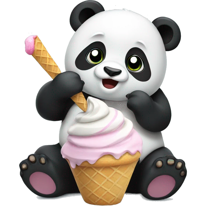 Panda eating ice cream emoji