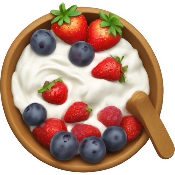 fruit yogurt bowl with strawberries and grapes emoji