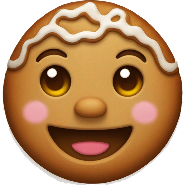 A smiling gingerbread emoji