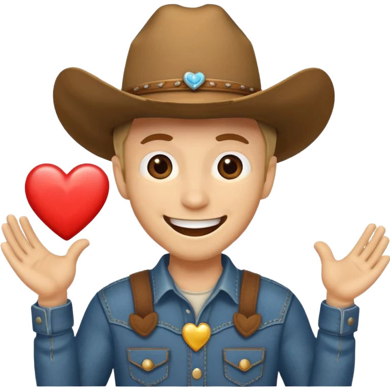 Cow-boy smiley with excited heart emoji