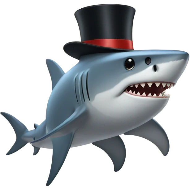 Shark with a top ha emoji