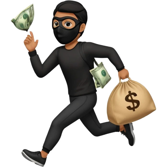 Thief running away with money bag  emoji