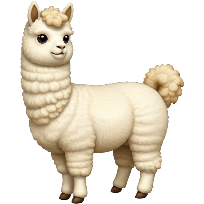 cinematic-[cream alpaca]-realistic-full-body-standing-emoji,-tail-flicking-lazily,-head-tilted-dramatically,-curly-[cream]-fur,-simplified-yet-realistic-focused-features,-highly-detailed,-glowing-with-an-almost-sarcastic-glow emoji