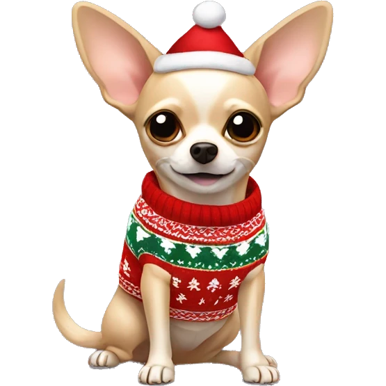 Beige chihuahua with christmas sweater  emoji