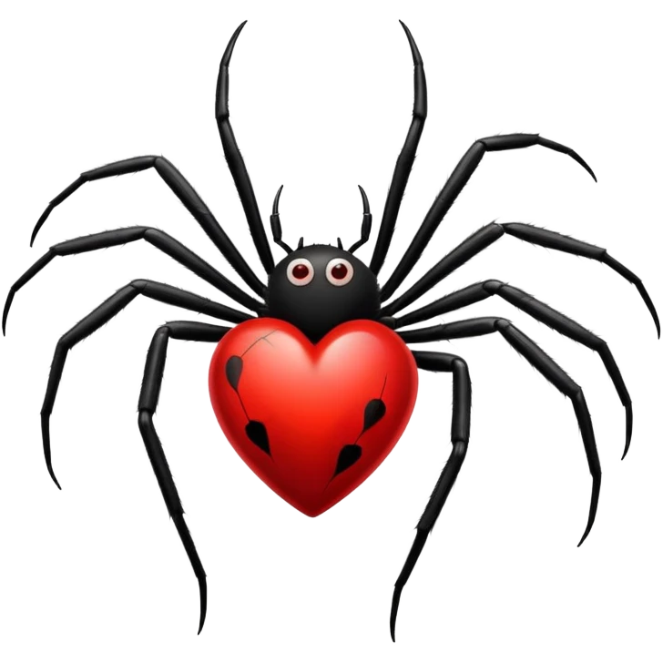 A red heart with a black spider in the middle  emoji