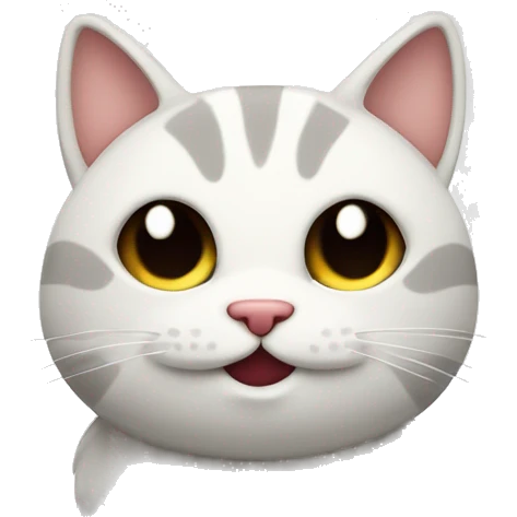 Cat with big hearts in place of eyes with a soft smile. Minimalist style emoji