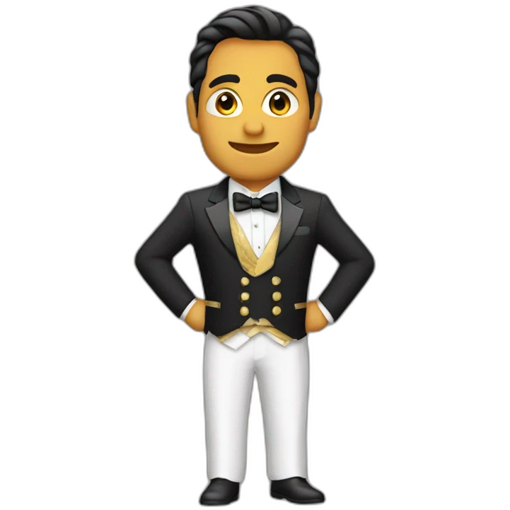el pana miguel con traje de gala saludando  emoji