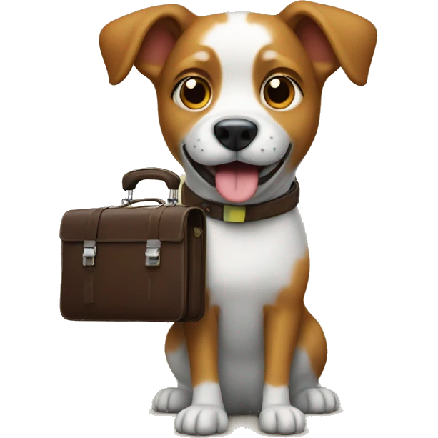 dog holds briefcase emoji