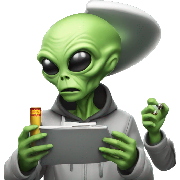 Aliens smoking in a group emoji