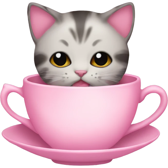 Kitty inside a teacup pink aesthetic emoji