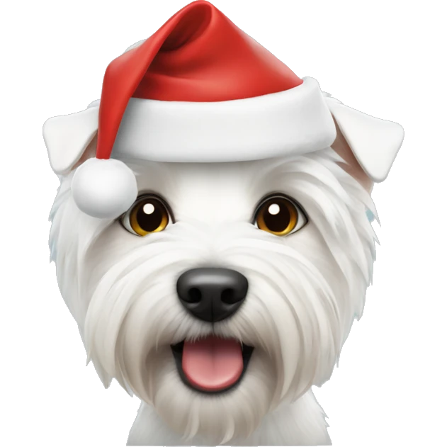 westie dog wearing santa hat emoji