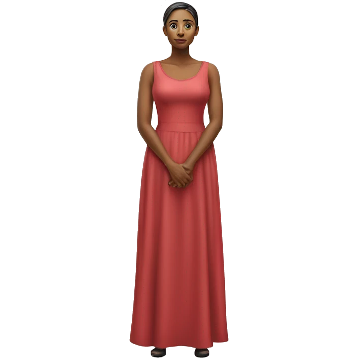 woman full length in dress photorealistic serious emoji