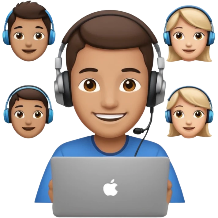 video meeting via laptop smiling person  emoji