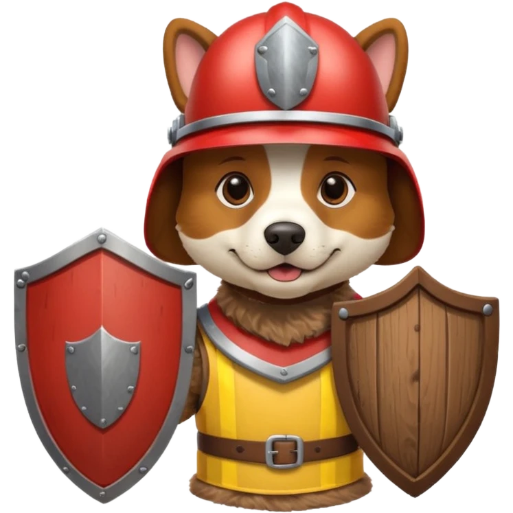 Dog with helmet and wooden shield emoji
