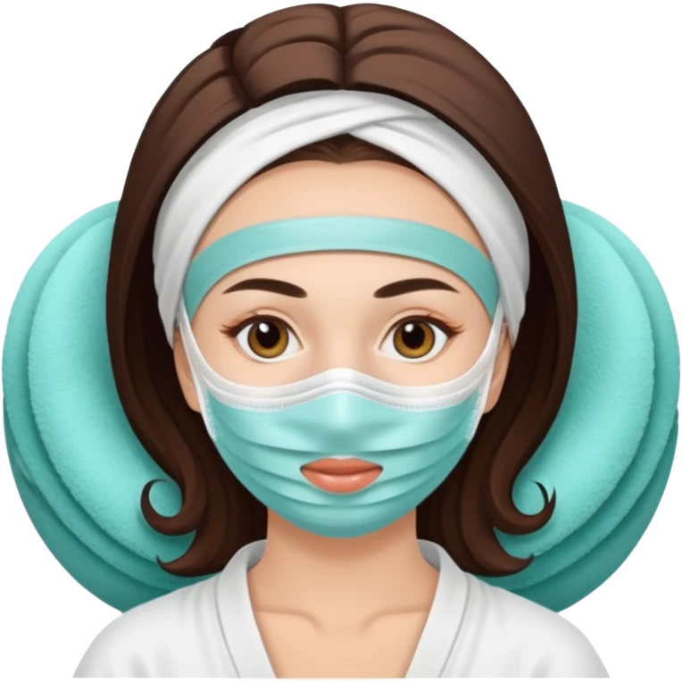 Lady with face mask spa beauty full face relaxing emoji