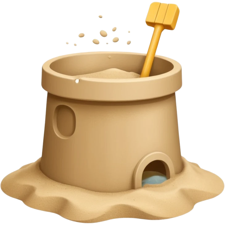 Bucket-shaped sand castle, made with an upside-down pail mold emoji