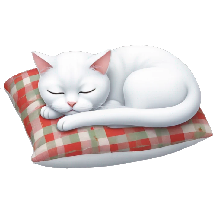 Christmas white cat sleeping on a pillow  emoji