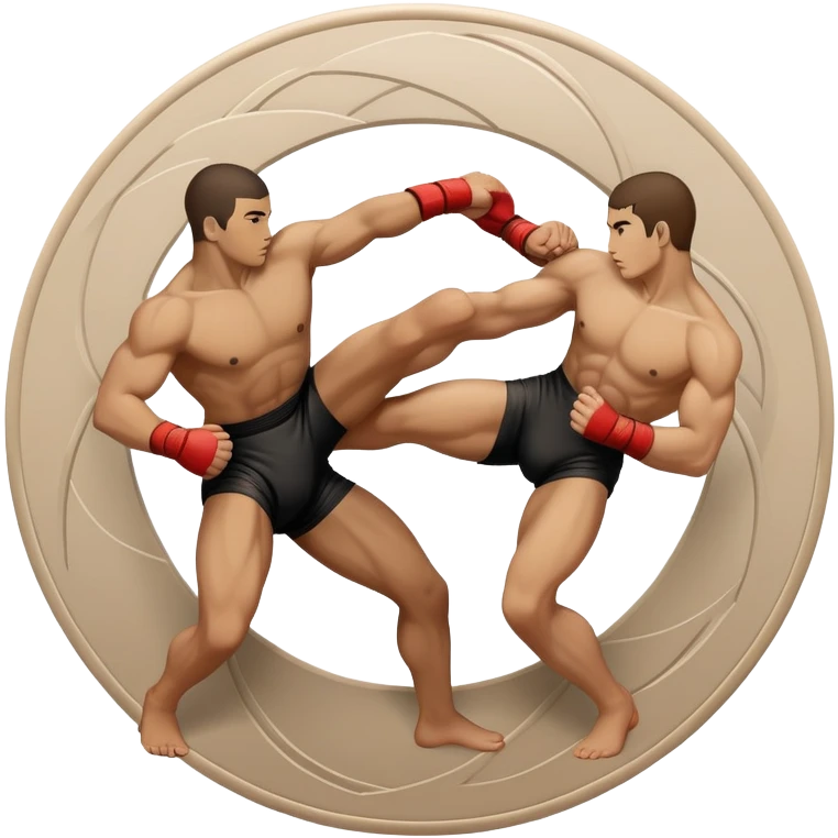 An icon symbolizing wrestling martial arts, featuring two stylized figures locked in a dynamic grappling pose. The background shows abstract elements representing strength and technique, with a circular design to represent unity and focus. Transparent background emoji