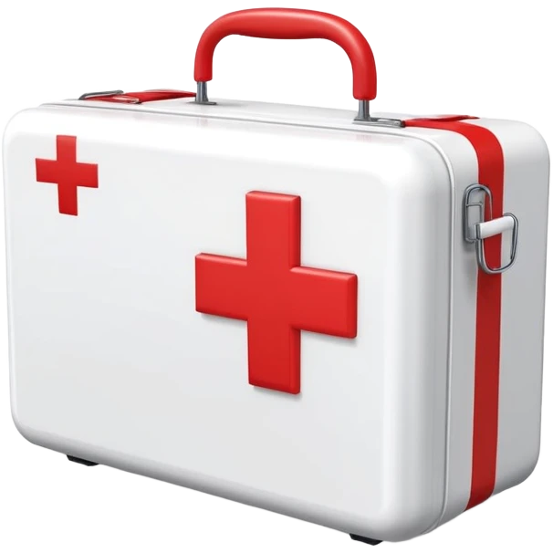 First aid medical kit box with red cross symbol emoji