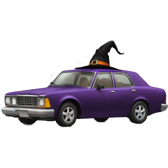 Car with witch emoji