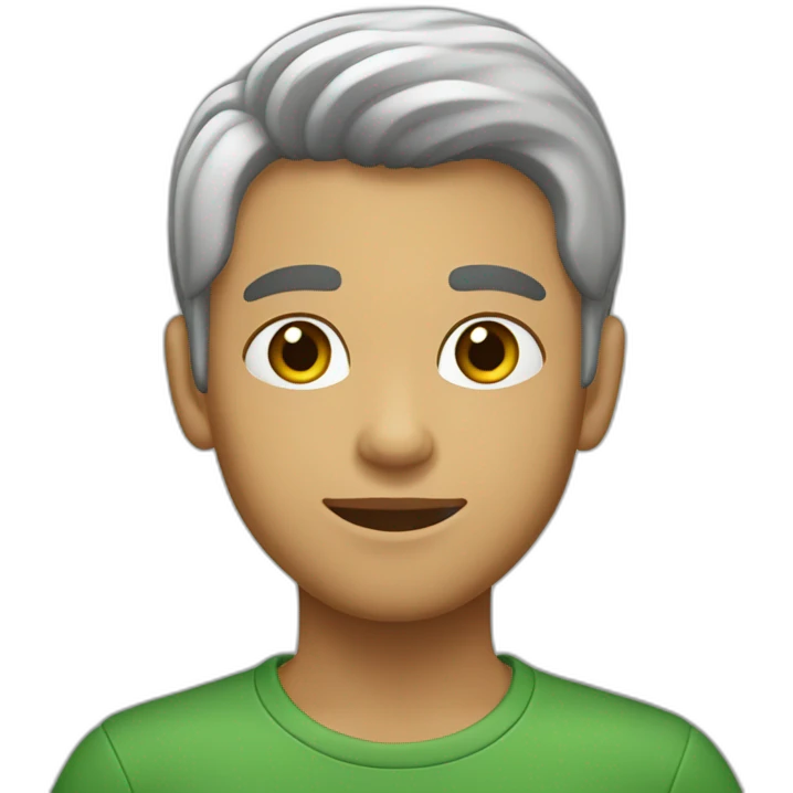 Chico adolescente, pelo castaño, ojos verdes, de piel blanca emoji