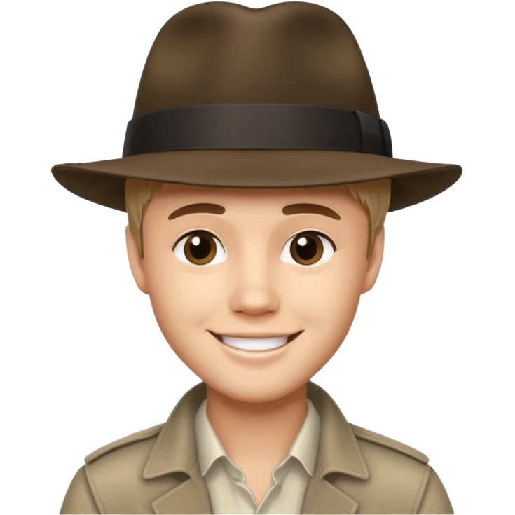 Justin Bieber, fedora hat, smiling emoji