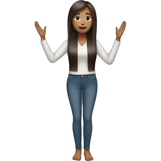 Straight hair Woman (full-body) (hands raised) emoji