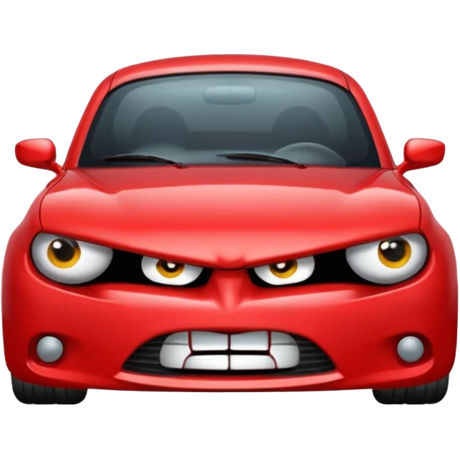 red car with angry face emoji