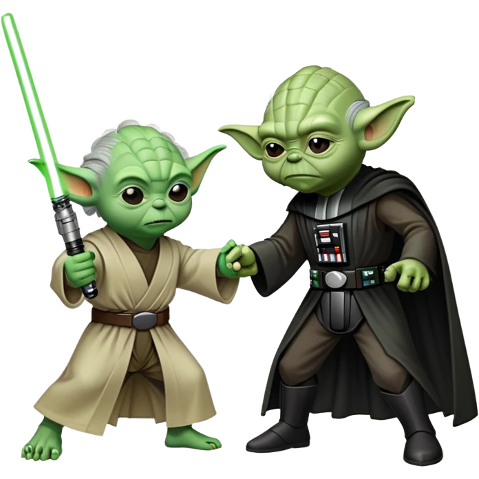 yoda from star wars  fighting Darth vader with light sabre emoji