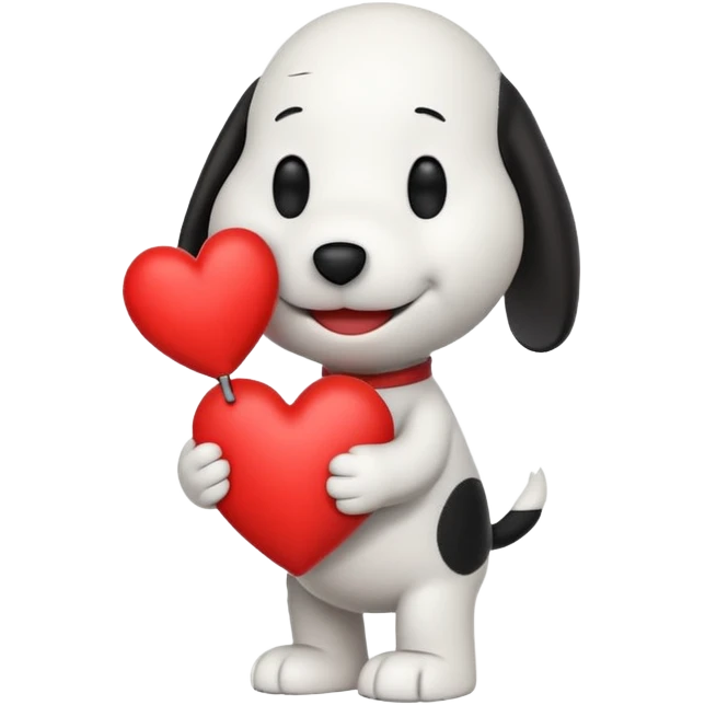 Snoopy holding a heart emoji