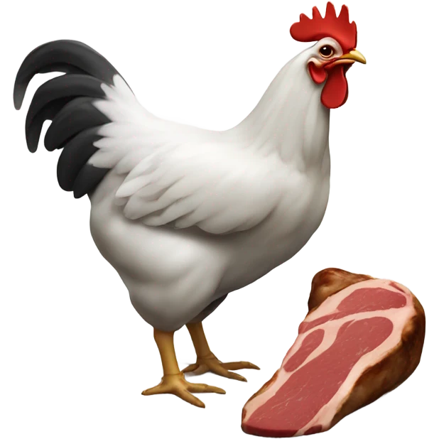 Chicken eating a steak  emoji