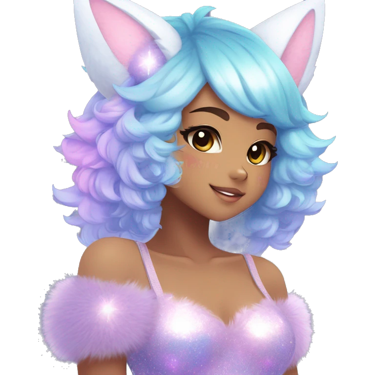 Anthro Petite Shiny Colorful Pastel Glitter Sparkle Stars Gradient Anime Chibi Animal-Fakémon-Pokémon-Hybrid Fur Sona Aesthetic Trending Style Full Body emoji