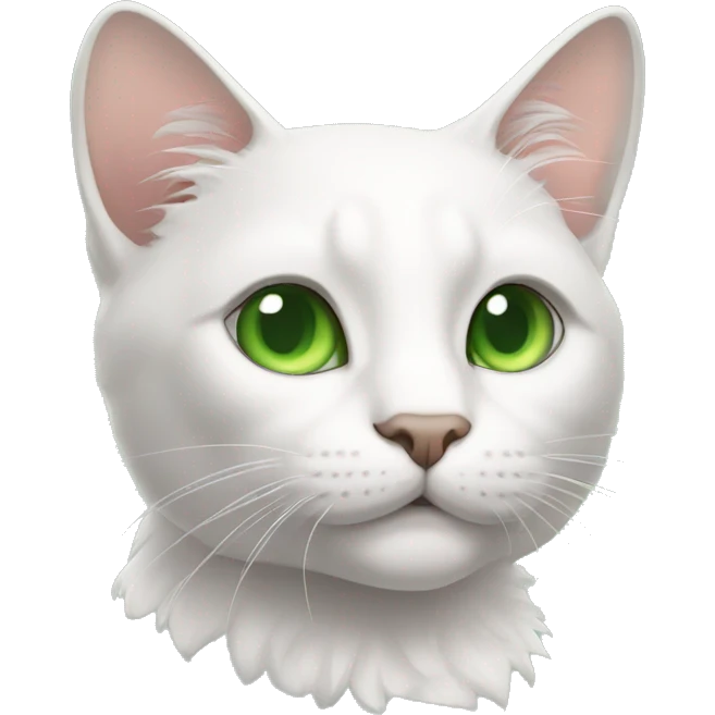 cat kornish rex white with green eyes  emoji