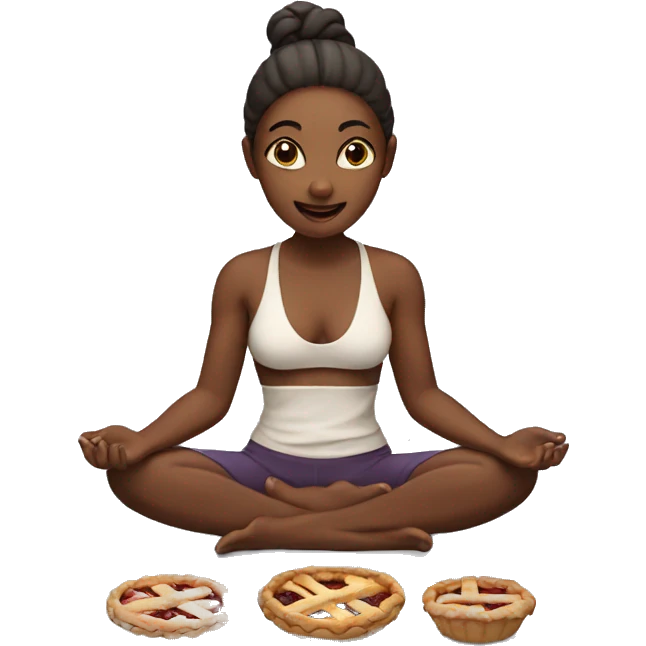 Yoga girl eating a pie emoji