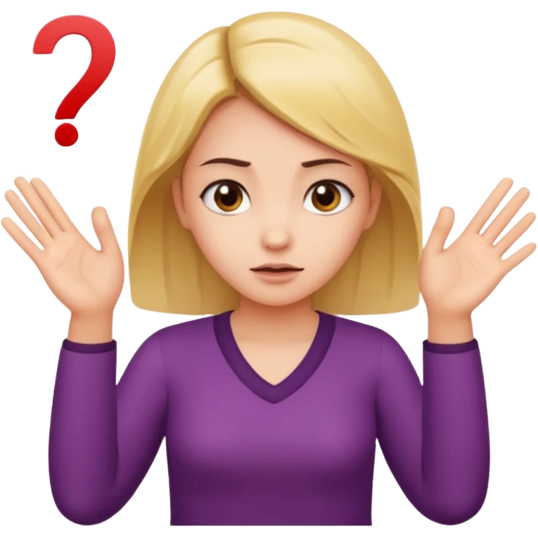 girl shrugging with 6 over one hand and 7 over the other hand emoji