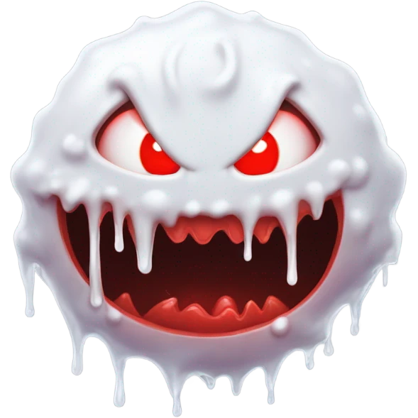 Evil red glowing eyed demon covered in white slime emoji