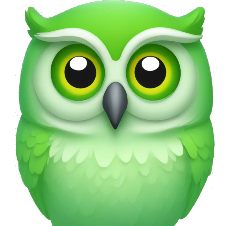 A green owl of Duolingo  emoji