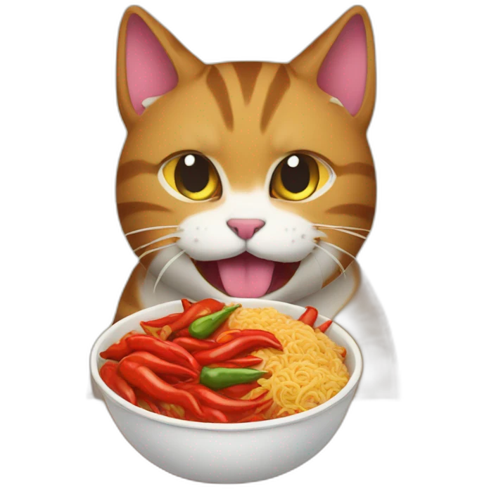 Cat eating spicy food emoji