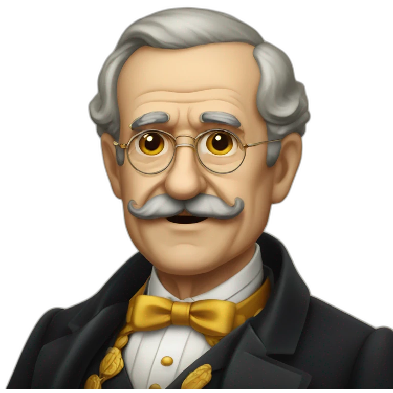 Old president of spain monocle and mustache whole body  emoji
