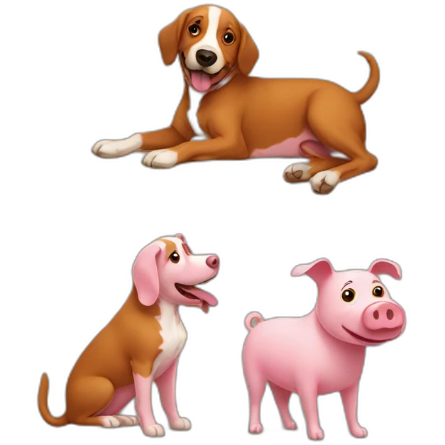 carlos the big brown dog playing with a pig emoji