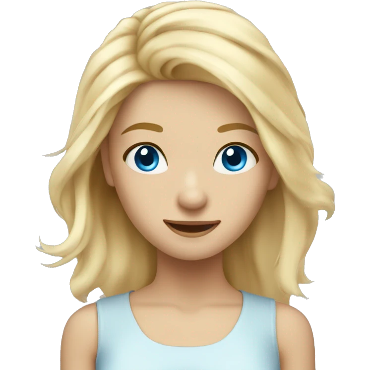 blonde hair blue eyes girl with hair in wind emoji