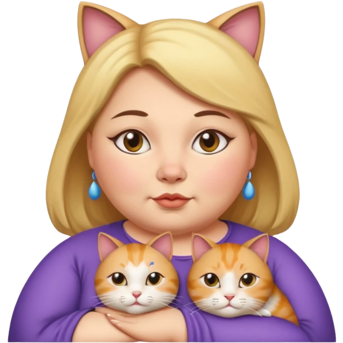 Fat lady wearing a cat on her shoulder emoji