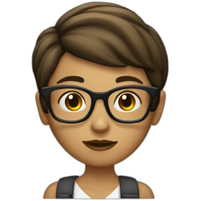 a girl with a short briwn hair reading a book wearing a glasses emoji