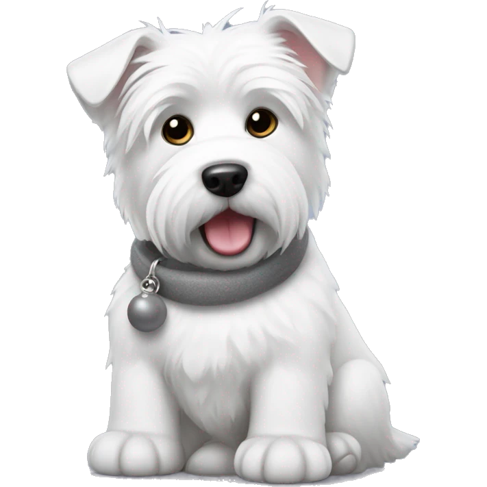 Westie with grey penquin toy emoji