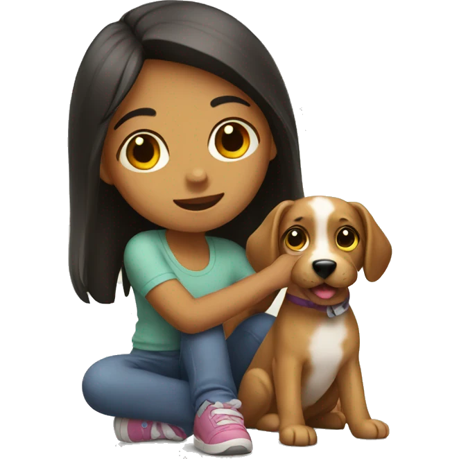 Girl playing with a dog emoji