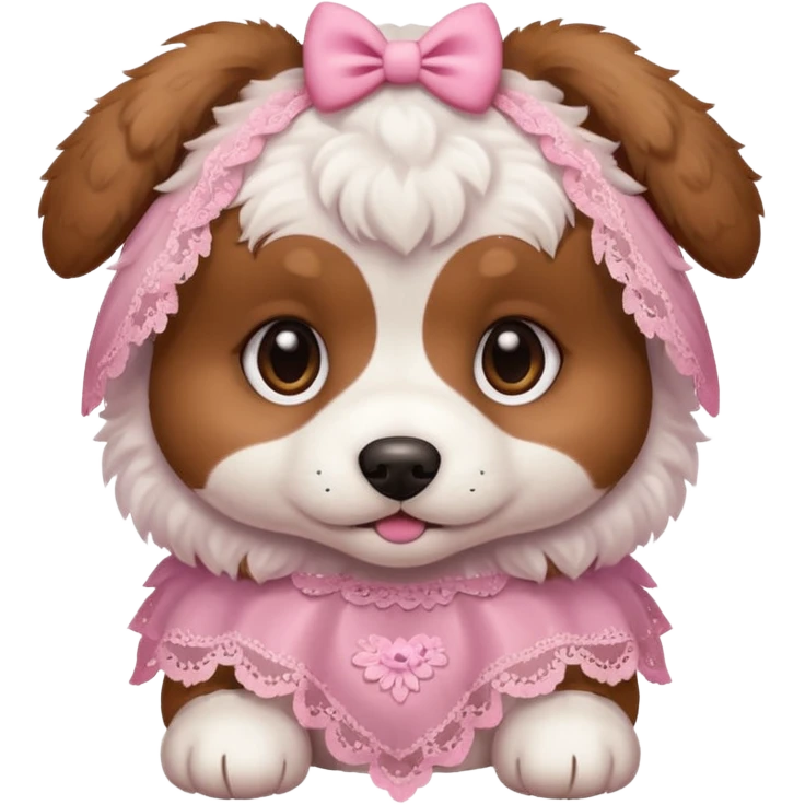 puppy with a pink lace emoji