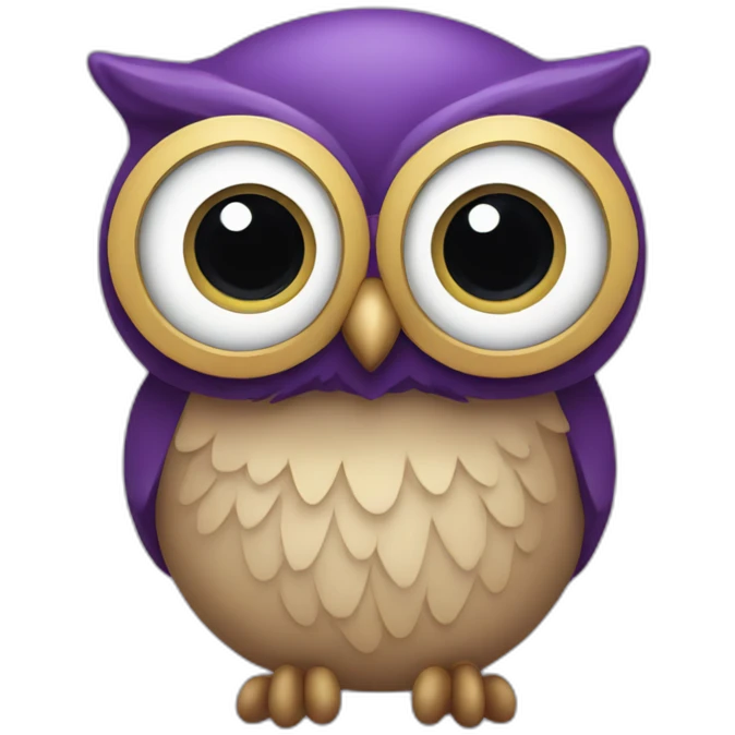 Purple hibou with lens eyes emoji