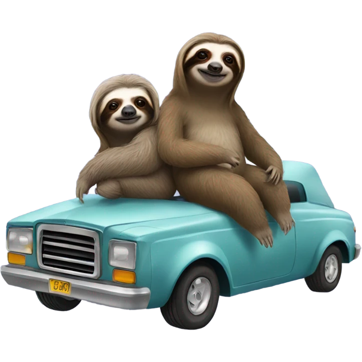 A sloth in a low rider with a female sloth emoji