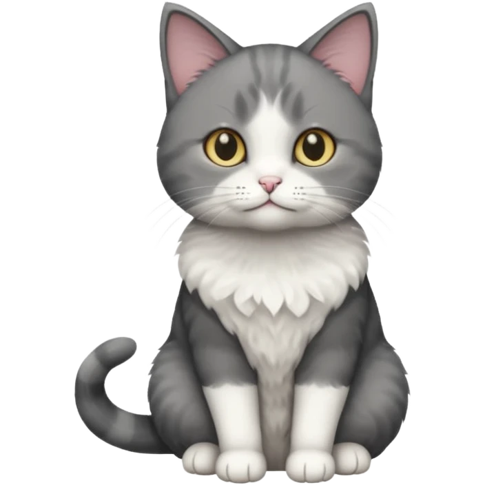 full body small short hair dark grey and white cat emoji