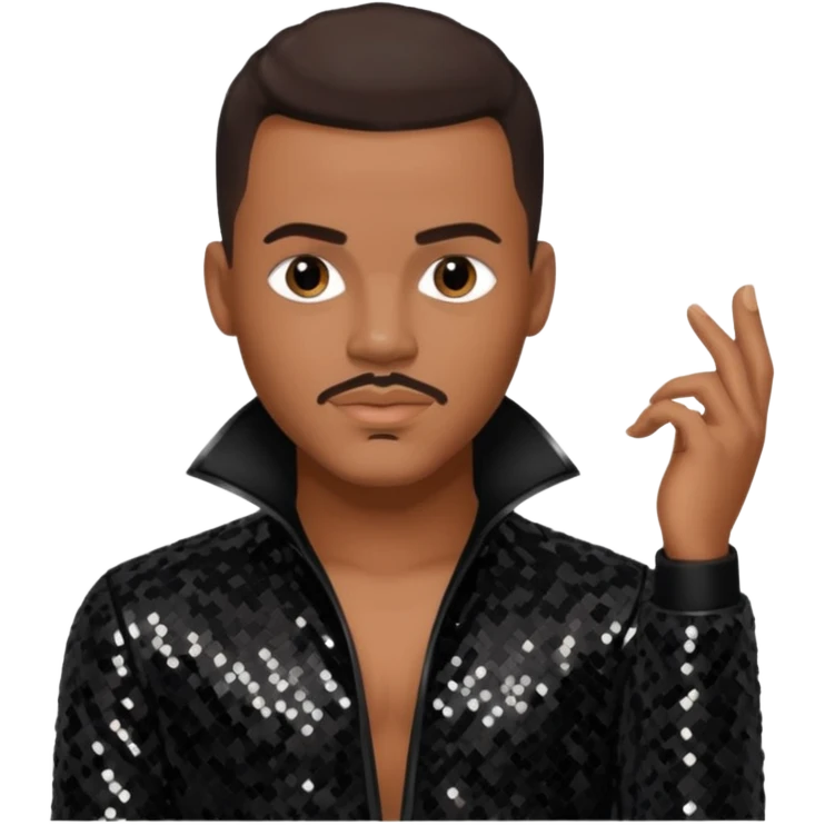 Christopher Williams, R&B Singer with dark brown hair, black sequin outfit emoji